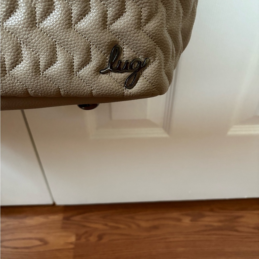 Lug Tempo XL Vegan Leather Quilted Tote  in Tan - Picture 3 of 10